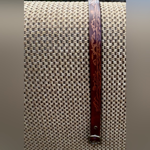 Canale Vintage leather belt brown embossing size S-M - Picture 6 of 17